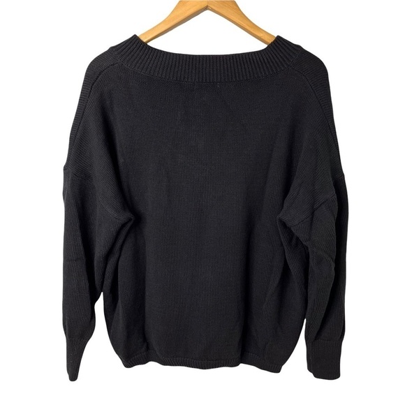 Larkin V Neck Sweater Star Print Navy Blue Size Large Long Sleeve G0091 - Picture 3 of 7